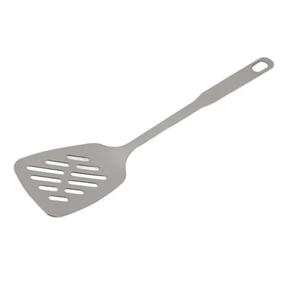 Matlagningssked Rostsäker Smidigt 304 rostfritt stålspatel Halkbeständigt handtag Matlagningssked för hemköksstål (med hål)