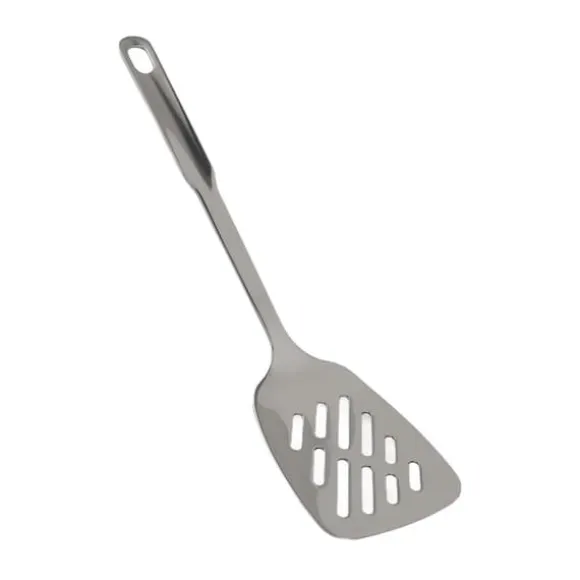 Matlagningssked Rostsäker Smidigt 304 rostfritt stålspatel Halkbeständigt handtag Matlagningssked för hemköksstål (med hål)