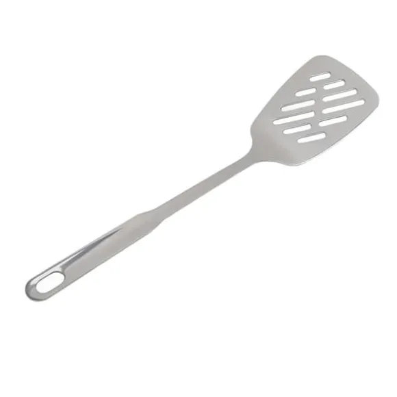 Matlagningssked Rostsäker Smidigt 304 rostfritt stålspatel Halkbeständigt handtag Matlagningssked för hemköksstål (med hål)