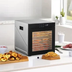 Mattorkarmaskin med 10 brickor, Rostfritt Stål 1000W, för Torkning av Jerky och Frukt