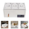 Matvärmare - Bain-marie vattenbad - 3 x 7 l behållare - Rostfritt stål - Buffé servering - Silver