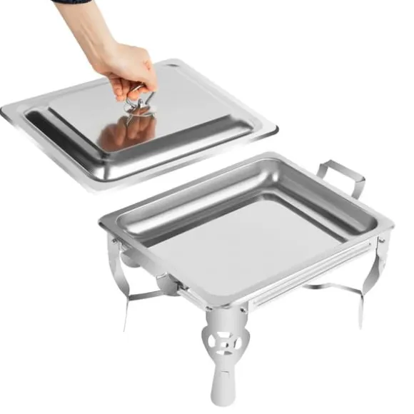 Matvärmare - Chafing Dish/Buffévärmare - 6 L Kapacitet - Rostfritt Stål - För Buffé & Catering - Silver