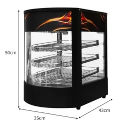 Matvärmare Uppvärmd Pizzadisplay Glasskärm Kommersiell Varm Mat Pizza Paj Svart Stål Elektrisk 30 - 85°C Temperatur 3-hyllplan Trådhyllor GRATIS Tång | CDON