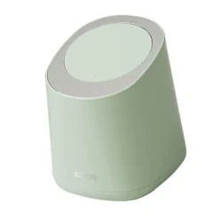 Mini Bänkskiva soptunna Liten Plast Bänkskiva Papperskorg Avfallsdunk med presstyp Lock för badrum Sovrum Vardagsrum Sminkbord Morino Green
