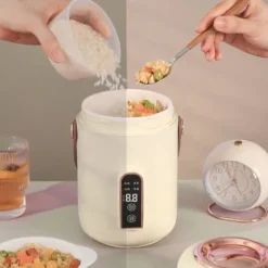 Mini riskokare Effektiv uppvärmning Isolerad bärbar multifunktionssoppa Grytgryta för hemmakontor Dorm Vit