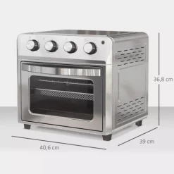 Miniugn med Varmluft och Airfryer, 24L, 1600W, Silver, Rostfritt stål