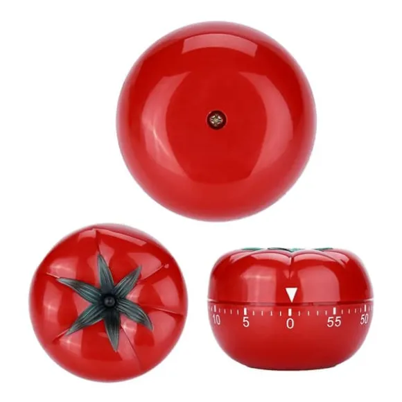 60-minuters tomatformad mekanisk nedräkningstimer för matlagning och bakning i kök (6,3 x 4,5 cm)