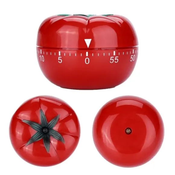 60-minuters tomatformad mekanisk nedräkningstimer för matlagning och bakning i kök (6,3 x 4,5 cm)
