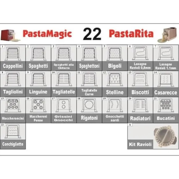 Mixer och Pastamaskin 3 i 1 Pasta Bröd Pizza 22 Dies 1Kg 300Watt PastaRita
