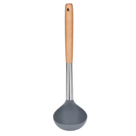 Mjuk silikonsoppslev med slitstarkt trähandtag - nonstick och reptålig