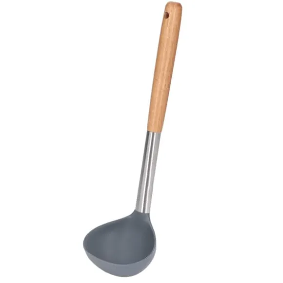 Mjuk silikonsoppslev med slitstarkt trähandtag - nonstick och reptålig