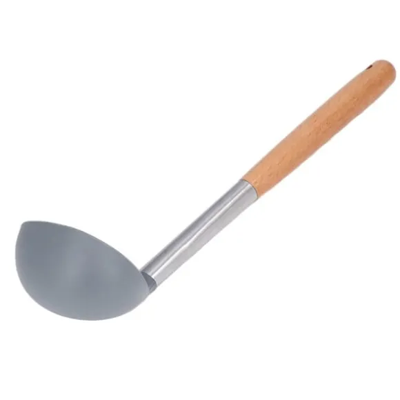 Mjuk silikonsoppslev med slitstarkt trähandtag - nonstick och reptålig