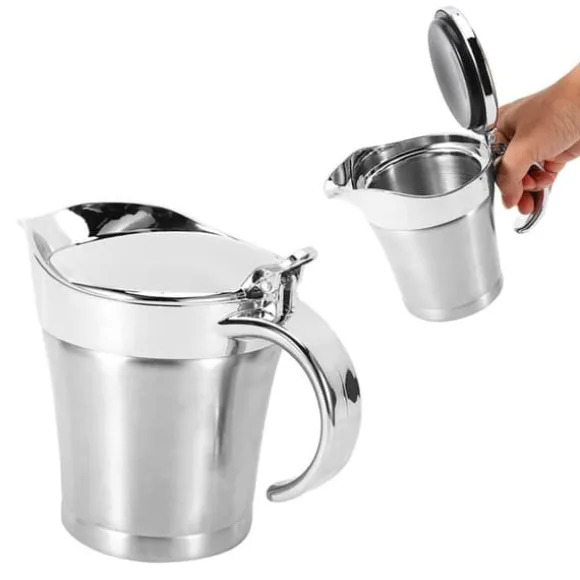 750 ml Gravy Boat 304 rostfri såskanna dubbelväggig biffsåsgryta med lock