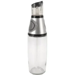 500ml oljedispenser läckagesäker glas silikon akryl presstyp kvantitativ oljeflaska för hälsokök silver