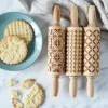 MoodForWood Träkavel 25 cm med handtag, set om 3, graverad, perfekt för bakning - geometriskt mönster