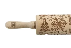 MoodForWood träkavel, graverad, 43 cm med handtag, perfekt för bakning - Frohe Weihnachten-mönster