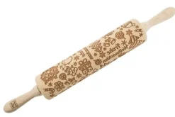 MoodForWood träkavel, graverad, 43 cm med handtag, perfekt för bakning - Frohe Weihnachten-mönster