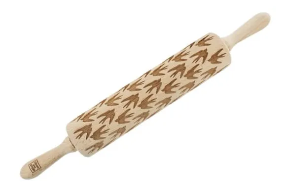 MoodForWood Träkavel, Graverad, 43 cm med Handtag, Perfekt för Bakning - Svalmönster