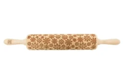 MoodForWood Träkavel, Graverad, 43 cm med Handtag, Perfekt för Bakning - Flower Power Blommönster