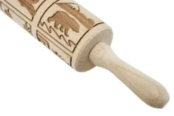 MoodForWood Träkavel, Graverad, 43 cm med Handtag, Perfekt för Bakning - Djurmönster
