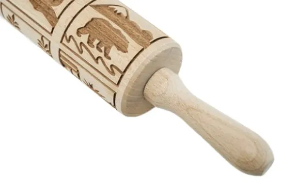 MoodForWood Träkavel, Graverad, 43 cm med Handtag, Perfekt för Bakning - Djurmönster