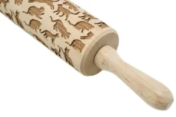 MoodForWood Träkavel, Graverad, 43 cm med Handtag, Perfekt för Bakning - Kattmönster