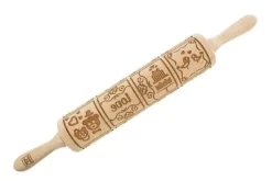 MoodForWood Träkavel, Graverad, 43 cm med Handtag, Perfekt för Bakning - Lisa Mönster