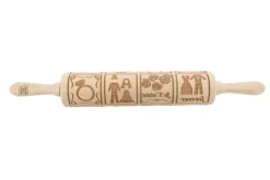 MoodForWood Träkavel, Graverad, 43 cm med Handtag, Perfekt för Bakning - Lovers Pattern