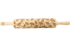 MoodForWood Träkavel, Graverad, 43 cm med Handtag, Perfekt för Bakning - Ginko Biloba Mönster
