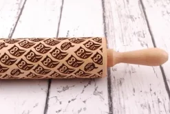 MoodForWood Träkavel, Graverad, 43 cm med Handtag, Perfekt för Bakning - Ugglemönster