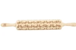 MoodForWood Träkavel, Graverad, 43 cm med Handtag, Perfekt för Bakning - Cykelmönster