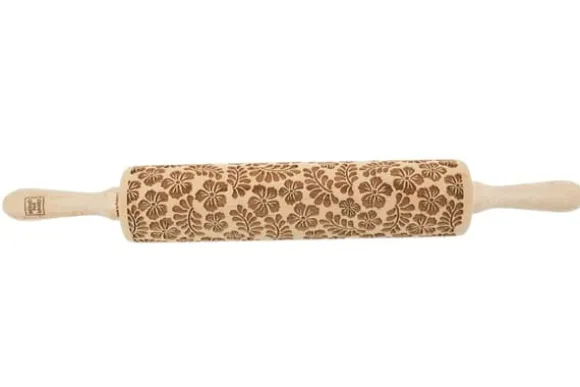 MoodForWood Träkavel, Graverad, 43 cm med Handtag, Perfekt för Bakning - Paradise Pattern