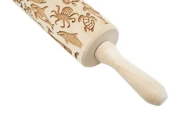 MoodForWood Träkavel, Graverad, 43 cm med Handtag, Perfekt för Bakning - Havsmönster