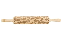 MoodForWood Träkavel, Graverad, 43 cm med Handtag, Perfekt för Bakning - Havsmönster