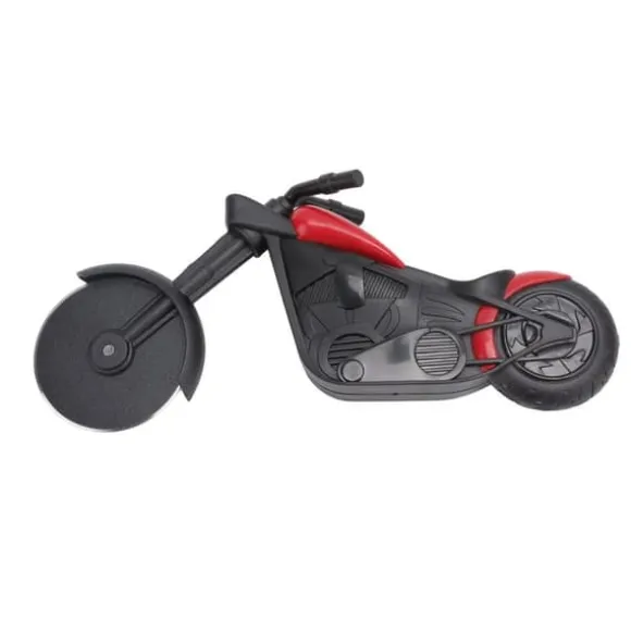 Motorcykelpizzaskärare i rostfritt stål, motorcykelformad pizzahjulsskärare för att skära pizzor, kakor, våfflor och pannkakor