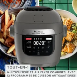 Moulinex Multicook & Fry, Multikokare och inbyggd luftfritös, 12 program, Matlagning på 2 nivåer, Kapacitet 6L, MZ730BF0
