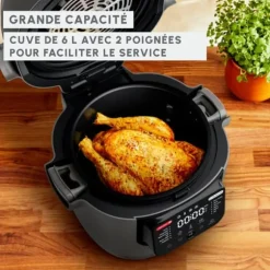 Moulinex Multicook & Fry, Multikokare och inbyggd luftfritös, 12 program, Matlagning på 2 nivåer, Kapacitet 6L, MZ730BF0