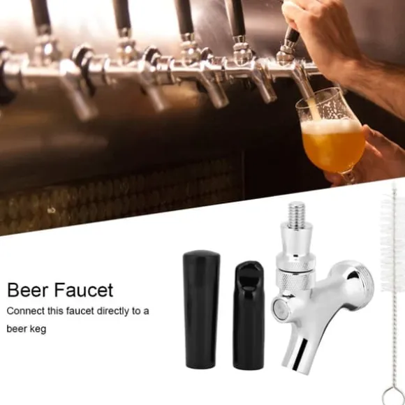 Mässing Ölkran Tap Dispenser med Borste Dammskydd Ölbryggningstillbehör Kit