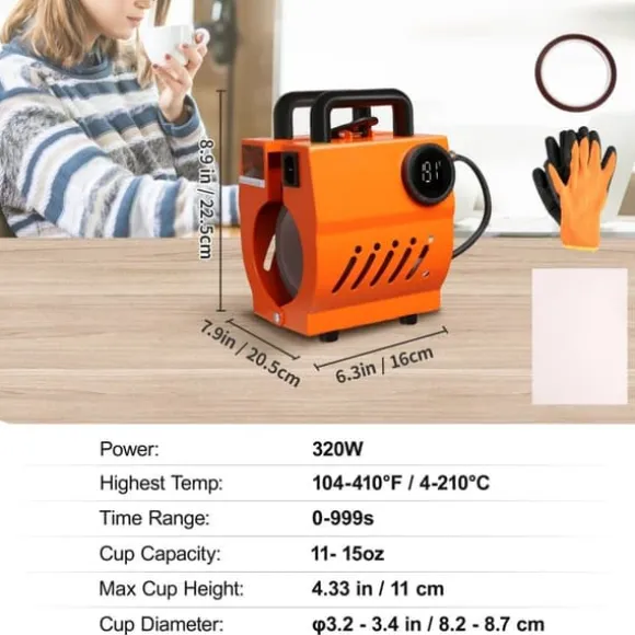 Mugg Värmepress Mini Cup Pressmaskin DIY Sublimering 11oz-15oz kaffemuggar Tumblers Handhållen lättviktspressare julklapp.