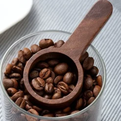 Multifunktionell kaffesked med trähandtag i valnötsträ - Perfekt för att mäta kaffe, te och kryddor