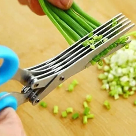 Multifunktion Muti Layers Rostfritt stål Knivar Flerlagers kökssax Cutter Scallion Ört Tvätta Krydda Gör Matlagning