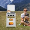 Nödspis - Utomhus gaskök med 4 brännare - Förvaringshylla - Naturgas/Gasol - 49×49×79 cm - Järn - 9 kg - Röd