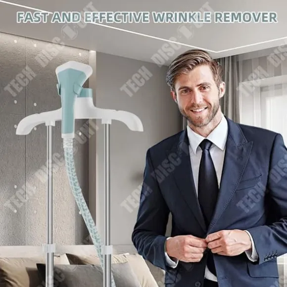Ångstrykningsapparat vertikal - TECH DISCOUNT - 1.6L - 1800W - 10 hastigheter - Högtemperatursterilisering