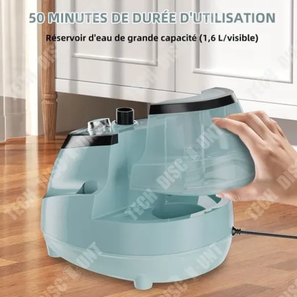 Ångstrykningsapparat vertikal - TECH DISCOUNT - 1.6L - 1800W - 10 hastigheter - Högtemperatursterilisering