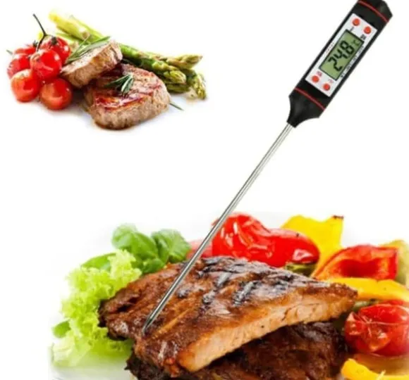 OBOSOE Hushållstermometer Digital LCD Matlagningstermometer Injektionsgrilltermometer för stekning, matlagning, grill/grill, bakning