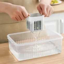 OBOSOE 6-i-1 Kylförvaringslåda - Plastbehållare med Lock för Grönsaker & Frukt | Färskvarande Drainagebox till Kök