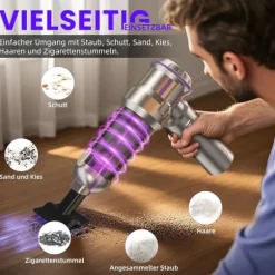 OBOSOE 4-i-1 Trådlös Handdammsugare – Mini Dammsugare med Självtömning, 3 Sugnivåer för Hem, Bil & Husdjur