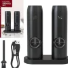 OBOSOE 2-Pack Elektrisk Pepparkvarn – Justerbar Grovhet, LED-ljus, Med Bas och Borste för Kök och BBQ