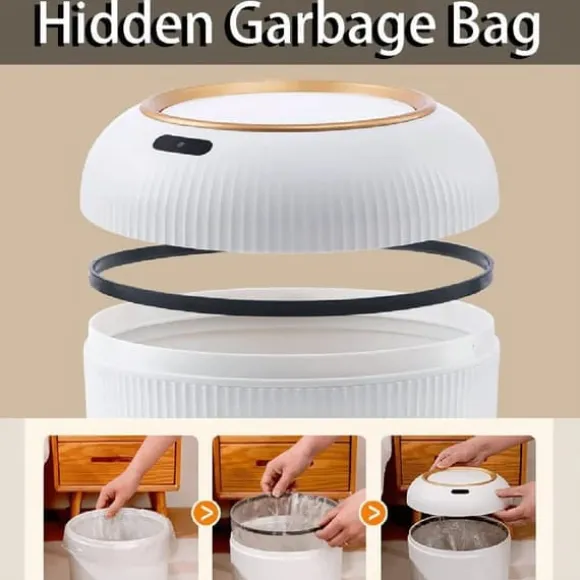 OBOSOE Smart sopkorg med lock, Rund sopkorg med ben, Vattentät beröringslös sopkorg, Avfallskorg för sovrum, Badrum, Kök, Vardagsrum, Kontor
