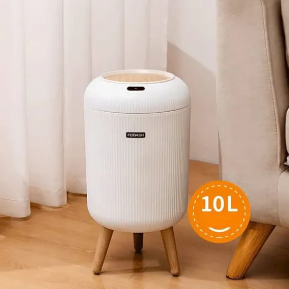 OBOSOE Smart sopkorg med lock, Rund sopkorg med ben, Vattentät beröringslös sopkorg, Avfallskorg för sovrum, Badrum, Kök, Vardagsrum, Kontor
